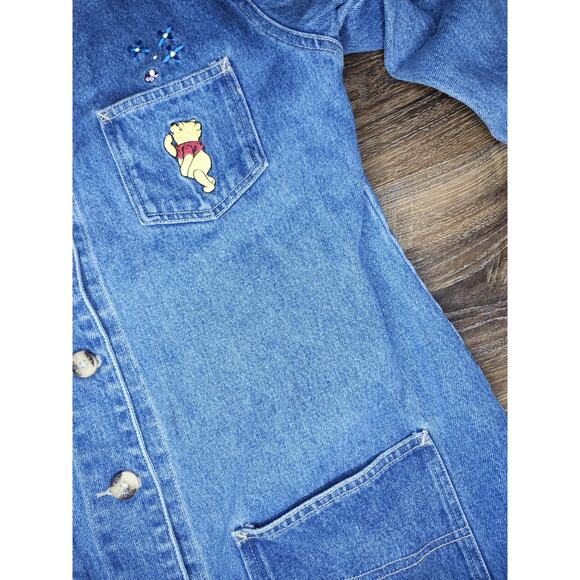 Vintage Disney Winnie the Pooh Embroidered Long Denim Jacket Women’s Size Large - Picture 14 of 16